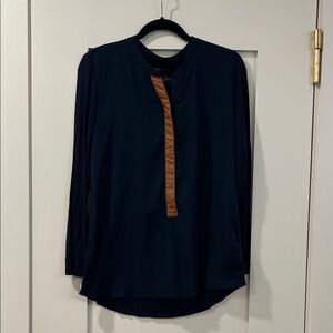 Sunday In Brooklyn Navy and Brown Women's Top, Size Small